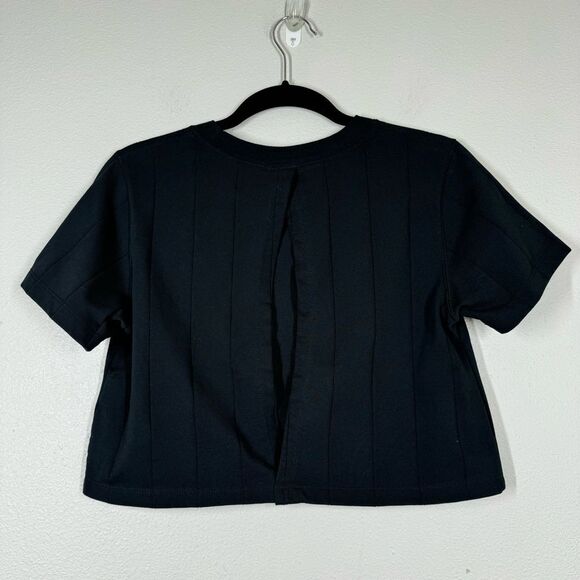 Nike Air Jordan Flight Cropped Top Shirt Open Back Solid Black Womens Size Small - Picture 4 of 7